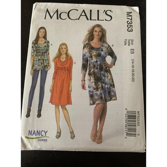McCall's Misses Dress Shirt Sewing Pattern Sz 14 - 22 M7353 - Uncut - Picture 1 of 9